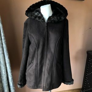 Braetan fuzzy suede brown coat sz LG